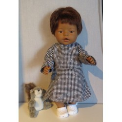 jurk donker blauw geruit baby born 43cm