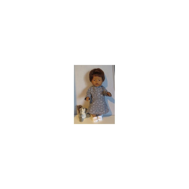 jurk donker blauw geruit baby born 43cm