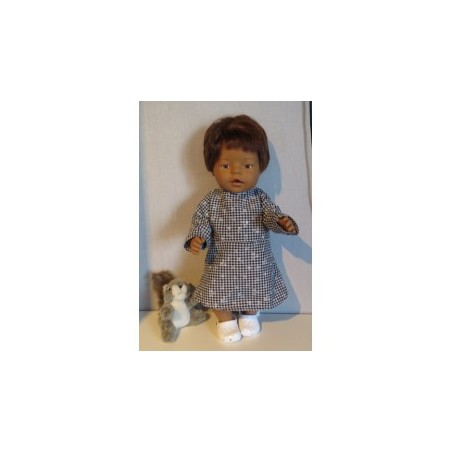 jurk donker blauw geruit baby born 43cm