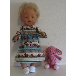 jurk blauw gestreept met kabouters baby born 43cm