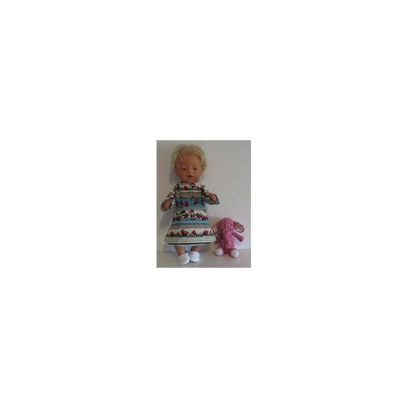 jurk blauw gestreept met kabouters baby born 43cm