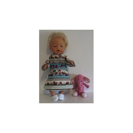 jurk blauw gestreept met kabouters baby born 43cm