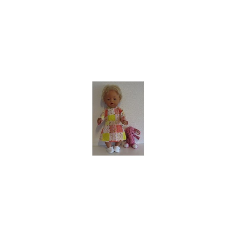 jurk geel geblokt baby born 43cm
