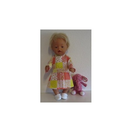 jurk geel geblokt baby born 43cm