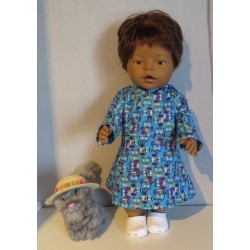 jurk blauw uilen baby born 43cm