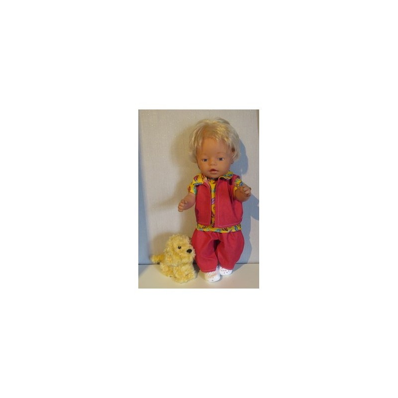 jeans broek setje geel veren baby born 43cm