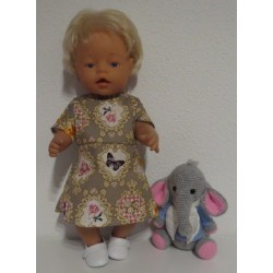 jurk bruin engel baby born 43cm