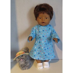 jurk blauw met bloemen baby born 43cm