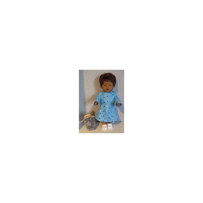 jurk blauw met bloemen baby born 43cm