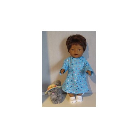 jurk blauw met bloemen baby born 43cm