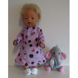 jurk paars stippen met kabouters baby born 43cm