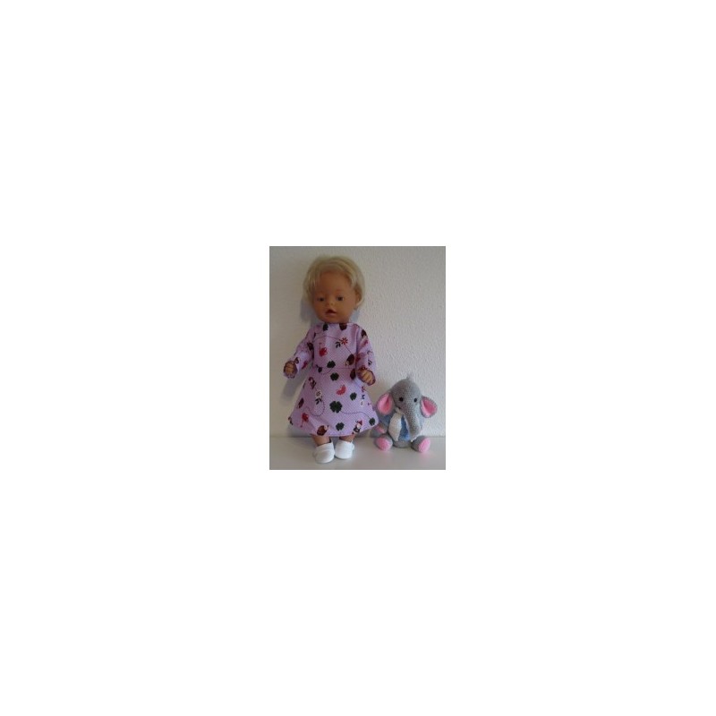 jurk paars stippen met kabouters baby born 43cm
