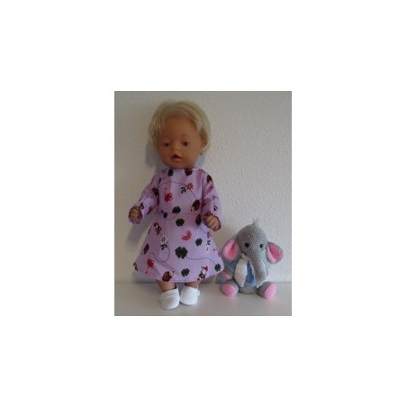 jurk paars stippen met kabouters baby born 43cm