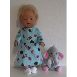 jurk stippen met kabouters baby born 43cm