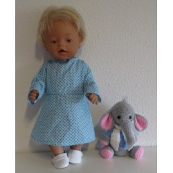 jurk blauw met stippen blauw baby born 43cm