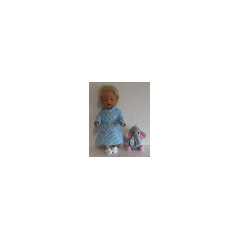 jurk blauw met stippen blauw baby born 43cm