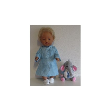 jurk blauw met stippen blauw baby born 43cm
