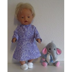 jurk lila slangen print baby born 43cm