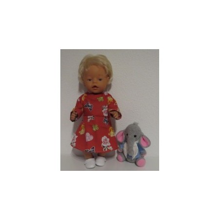 jurk rood engel baby born 43cm