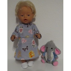 jurk grijs engel baby born 43cm