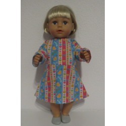 jurk blauw roze gestreept baby born 43cm