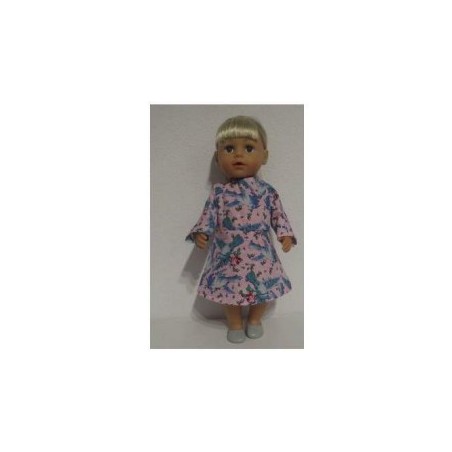 jurk roze vogels baby born 43cm