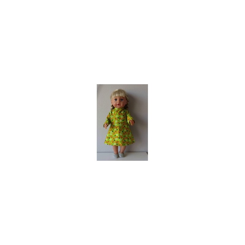 jurk groen met bloemen baby born 43cm