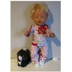 broek setje rood geblokt baby born 43cm