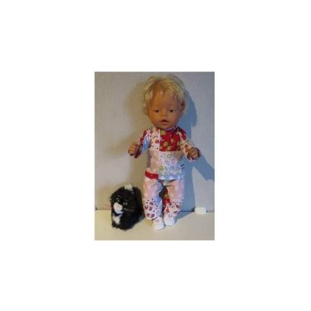 broek setje rood geblokt baby born 43cm