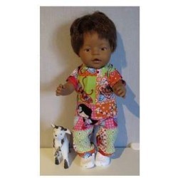 broek setje chinesse print oranje baby born 43cm