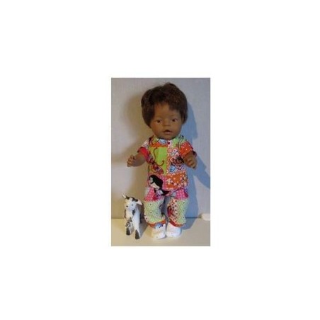 broek setje chinesse print oranje baby born 43cm