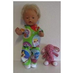broek setje groen uilen baby born 43cm