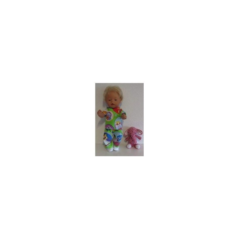 broek setje groen uilen baby born 43cm