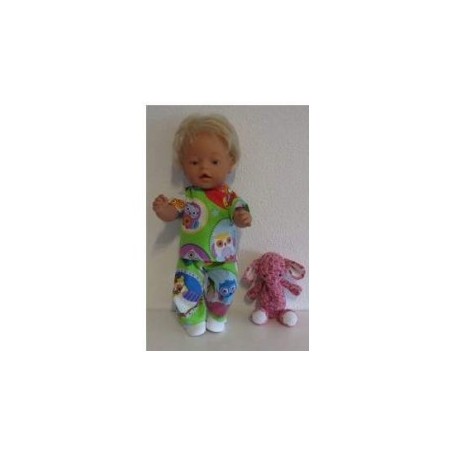 broek setje groen uilen baby born 43cm