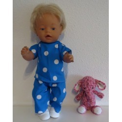 broek setje blauw polka dots baby born 43cm