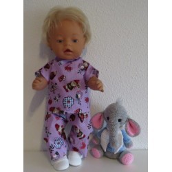broek setje lila met kabouters baby born 43cm