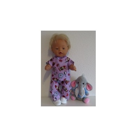 broek setje lila met kabouters baby born 43cm