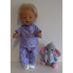 broek setje lila slangen print baby born 43cm