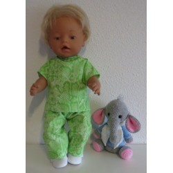broek setje groen slagen print baby born 43cm