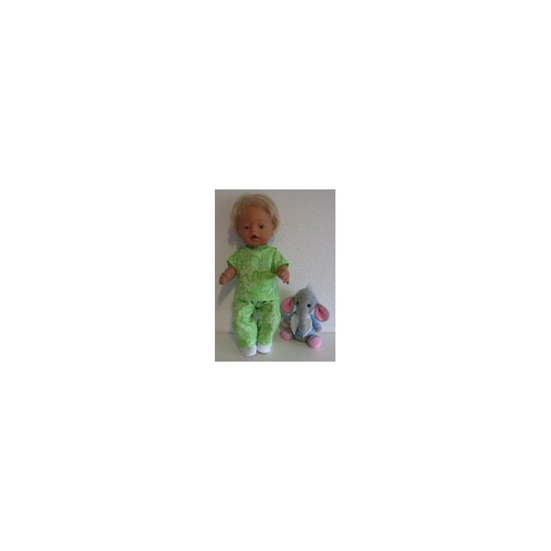 broek setje groen slagen print baby born 43cm