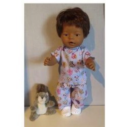 broek setje blauw met hartjes baby born 43cm