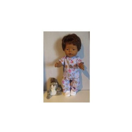 broek setje blauw met hartjes baby born 43cm