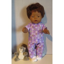broek setje lila gebloemd baby born 43cm