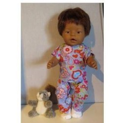 broek setje blauw met vlinders en bloemen baby born 43cm