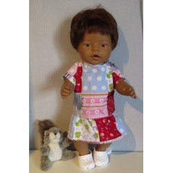rok setje rood geblokt baby born 43cm