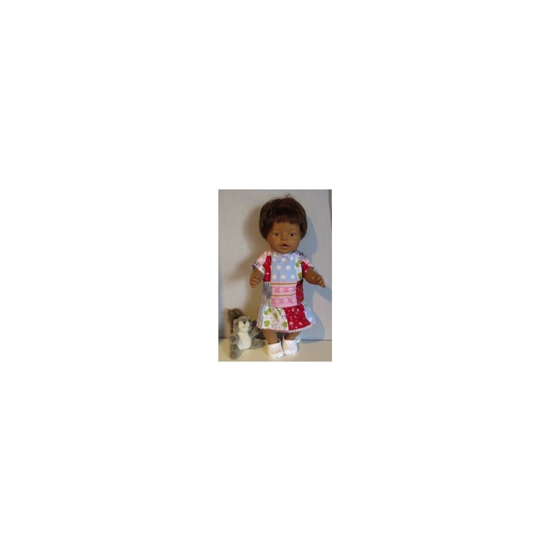 rok setje rood geblokt baby born 43cm