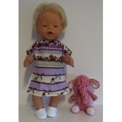 rok setje paars gestreept met kabouters baby born 43cm