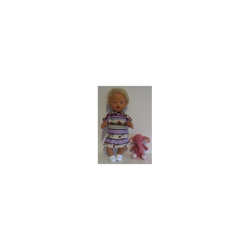 rok setje paars gestreept met kabouters baby born 43cm