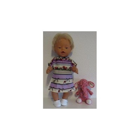 rok setje paars gestreept met kabouters baby born 43cm