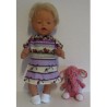 rok setje paars gestreept met kabouters baby born 43cm